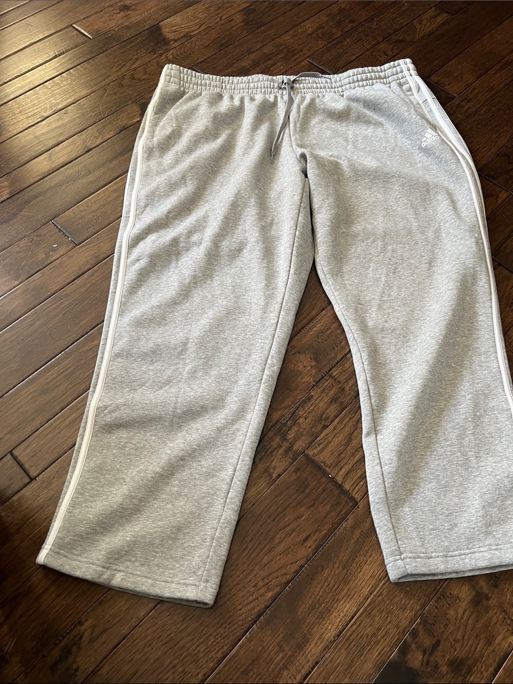 adidas Light Gray Kids Sweatpants with White Side Stripes
